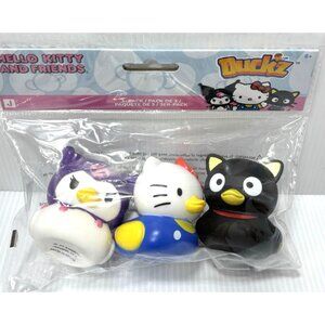 Sanrio Hello Kitty Friends Duckz 3‑Pack Cute Rubber Bath Toy Set NEW